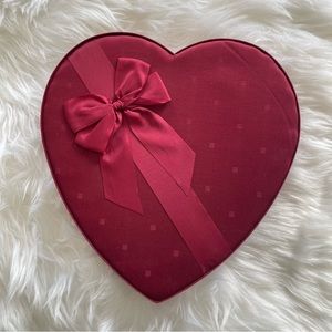 Vintage 90’s See’s Candies Heart Chocolates Fabric Box Burgundy Check Heart 2#